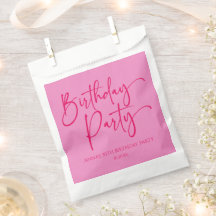 Hot Pink Moderne Minimalistische Geburtstagsparty