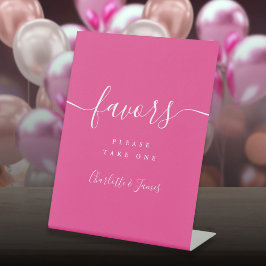 Hot Pink Moderne Skript-Gastgeschenke Hochzeit Sockelschild