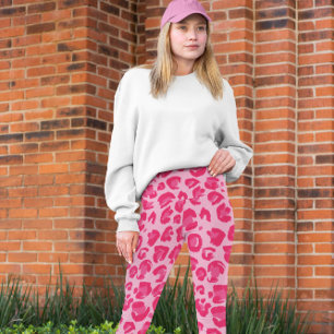 Hot Pink Modernes Leopard-Muster Leggings