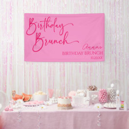 Hot Pink Modernes Minimalistisches Birthday Brunch Banner