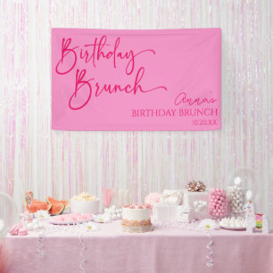 Hot Pink Modernes Minimalistisches Birthday Brunch Banner