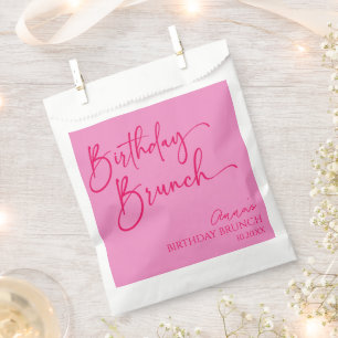 Hot Pink Modernes Minimalistisches Birthday Brunch Geschenktütchen