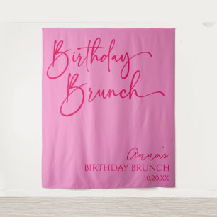 Hot Pink Modernes Minimalistisches Birthday Brunch Wandteppich
