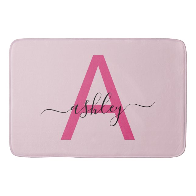 Hot-Pink-Monogram-Girl-Room Badematte (Vorderseite)