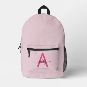 Hot Pink Monogram Girl's Back to School Bedruckter Rucksack