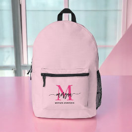 Hot Pink Monogram Girl's Back to School Bedruckter Rucksack