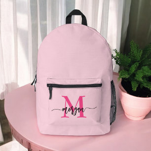 Hot Pink Monogram Girl's Back to School Bedruckter Rucksack