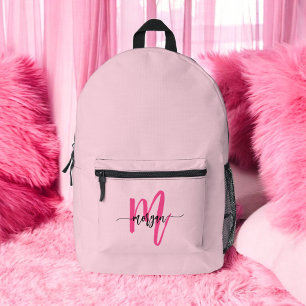 Hot Pink Monogram Girl's Back to School Bedruckter Rucksack