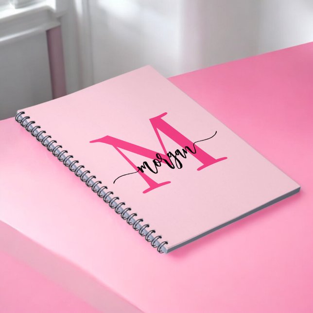 Hot Pink Monogram Girl's Back to School Notizblock (Von Creator hochgeladen)