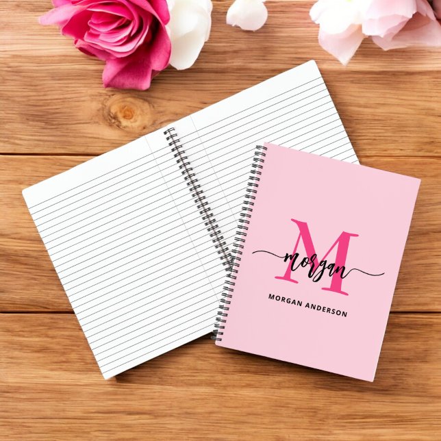 Hot Pink Monogram Girl's Back to School Notizbuch (Von Creator hochgeladen)