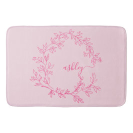 Hot Pink Monogram Girl's Dorm Room Badematte