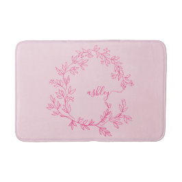 Hot Pink Monogram Girl's Dorm Room Badematte