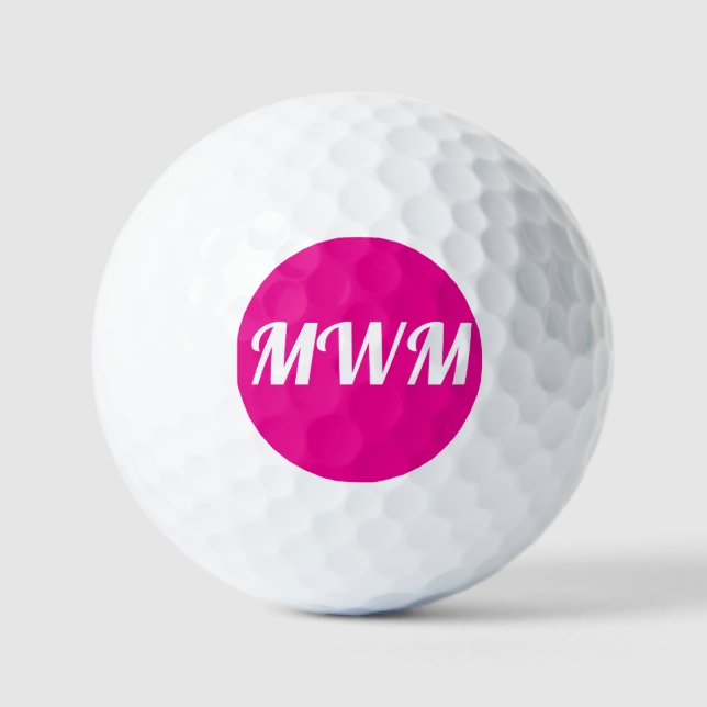 Hot Pink Monogram Golf Ball (Vorderseite)