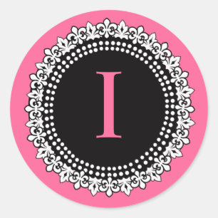 Hot Pink Monogram I Lilie Wedcker Sticker