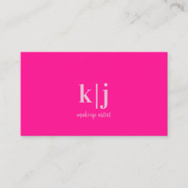 Hot Pink Monogram Makeup Artist Visitenkarte
