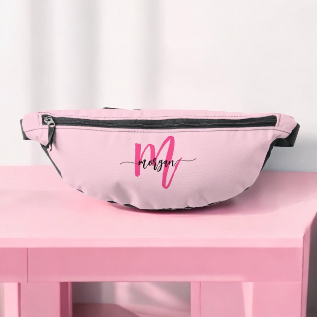 Hot Pink Monogram Name Girl's Script Bauchtasche (Von Creator hochgeladen)
