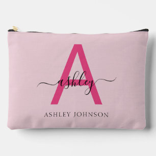 Hot Pink Monogram Name Girl's Script Zubehörtasche