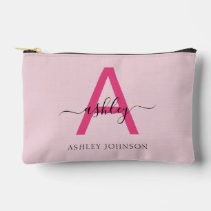 Hot Pink Monogram Name Girl's Script Zubehörtasche