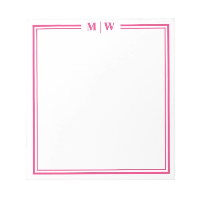 Hot Pink Monogram Notizblock (Vorderseite)