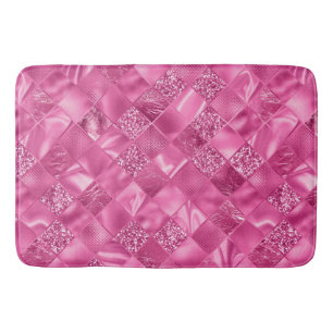 Hot Pink Multi-Texture Square Weave Muster Badematte