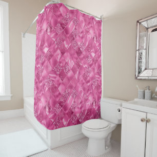 Hot Pink Multi-Texture Square Weave Muster Duschvorhang
