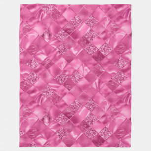 Hot Pink Multi-Texture Square Weave Muster Fleecedecke