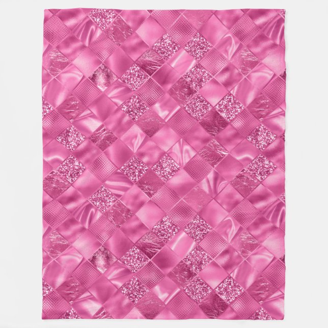 Hot Pink Multi-Texture Square Weave Muster Fleecedecke (Vorderseite)