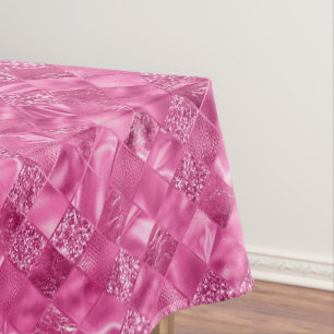 Hot Pink Multi-Texture Square Weave Muster Tischdecke