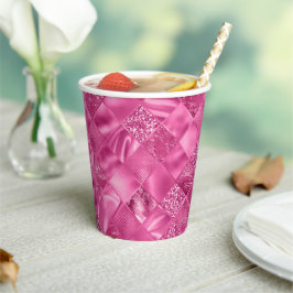 Hot Pink Multi-Texture Square Weave Pattern Pappbecher