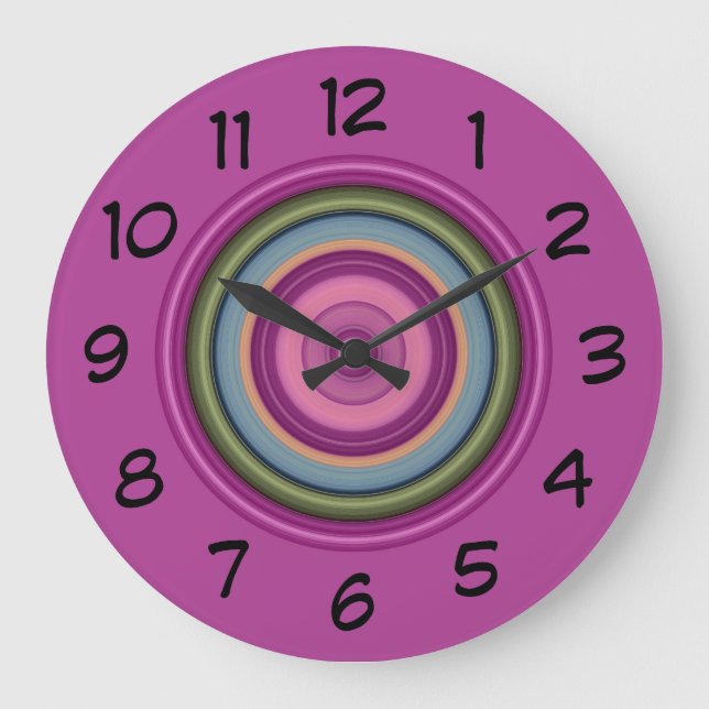 Hot-Pink-Multicolor-Schaltmuster Große Wanduhr (Vorderseite)