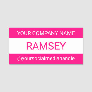 Hot-Pink-Name-Tag ohne Logo-Button oder Magnetic 3 Namensschild