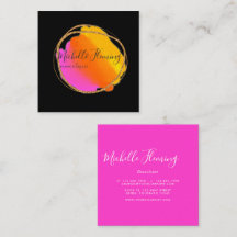 Hot-Pink Neon Glitzer Square Business Card