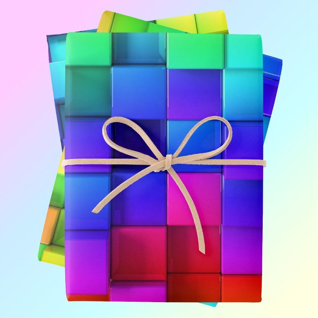 Hot Pink Neon Green Blue Violet Geschenk Geschenkpapier Set (Von Creator hochgeladen)