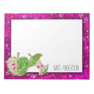 Hot Pink Neon Green Teachers Apfelstube Name Notizblock