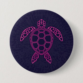 Hot Pink Neon Lava Sea Turtle Design Button