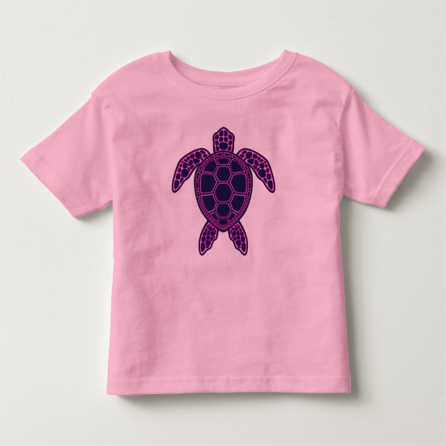 Hot Pink Neon Lava Sea Turtle Design Kleinkind T-shirt (Vorderseite)