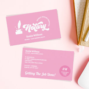 Hot Pink Notary Loan Signing Agent Calligraphy Visitenkarte