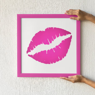 Hot Pink Ombre Lipstick Kiss Poster