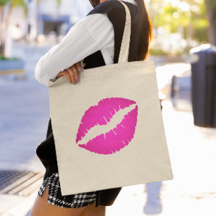 Hot Pink Ombre Lipstick Kiss Print Tragetasche