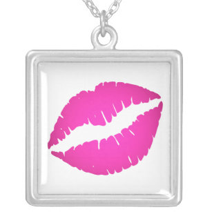 Hot Pink Ombre Lipstick Kiss Versilberte Kette