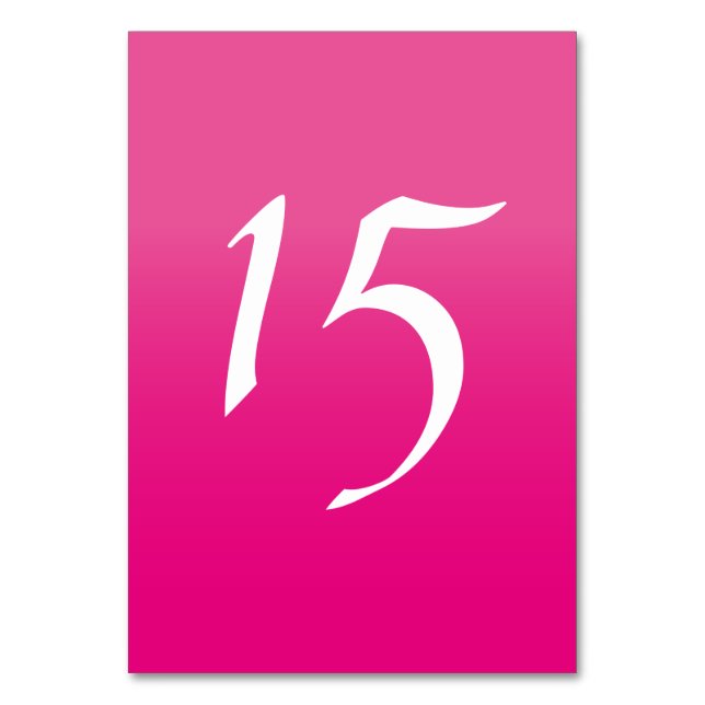 Hot Pink Ombre Moderne Hochzeit Tischnummer (Vorderseite)