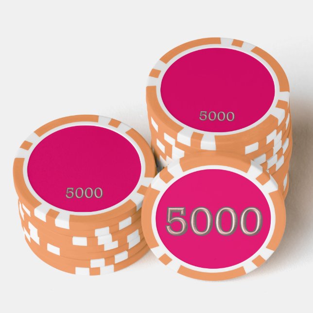 Hot Pink orange 5000 gestreifter Poker-Chip Pokerchips (Stapel)