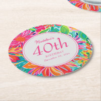Hot Pink Orange Blume 40. Geburtstag