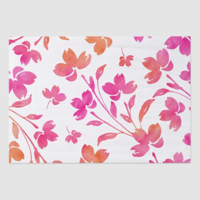Hot Pink & Orange Blume Seidenpapier (Vorderseite)