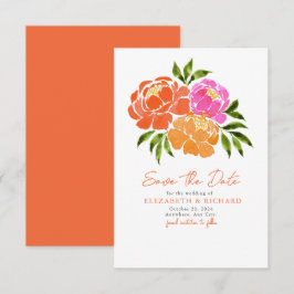 Hot Pink Orange Bouquet Blumensommer Save The Date