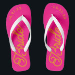 Hot Pink Orange Custom Bridal Wedding Flip Flops<br><div class="desc">Diese Flip-Flops sind perfekt für die demnächst erscheinende Frau! Passen Sie Ihre Hochzeitszeit und Ihre Hochzeitsfarben an.</div>