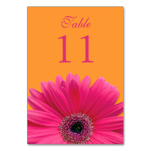 Hot Pink Orange Gerbera Daisy Wedding Tischnummer