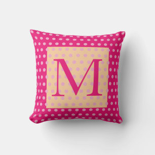 Hot Pink Orange Polka Dot Pattern Boho Girly Kissen