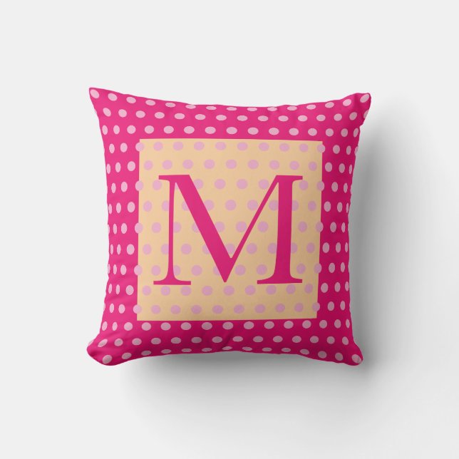 Hot Pink Orange Polka Dot Pattern Boho Girly Kissen (Vorderseite)
