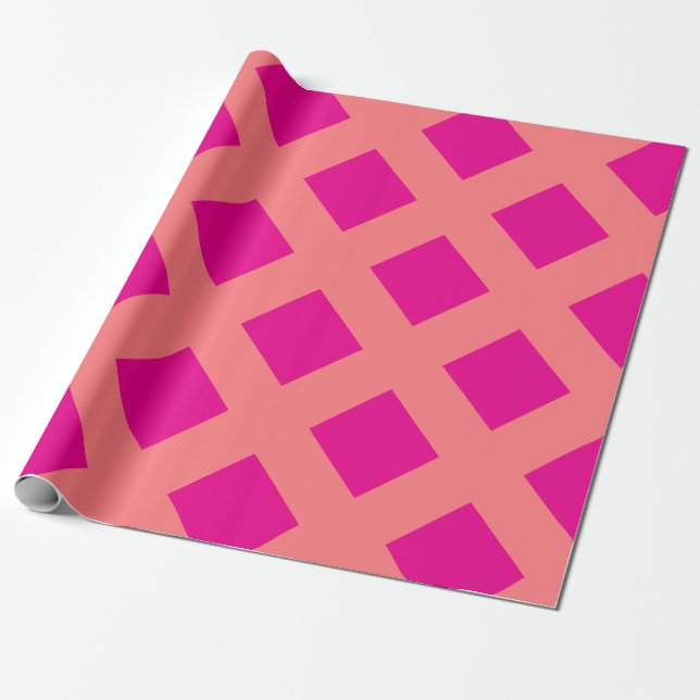 Hot Pink Orange Schachbrett Patterns Boho farbenfr Geschenkpapier (Ungerollt)